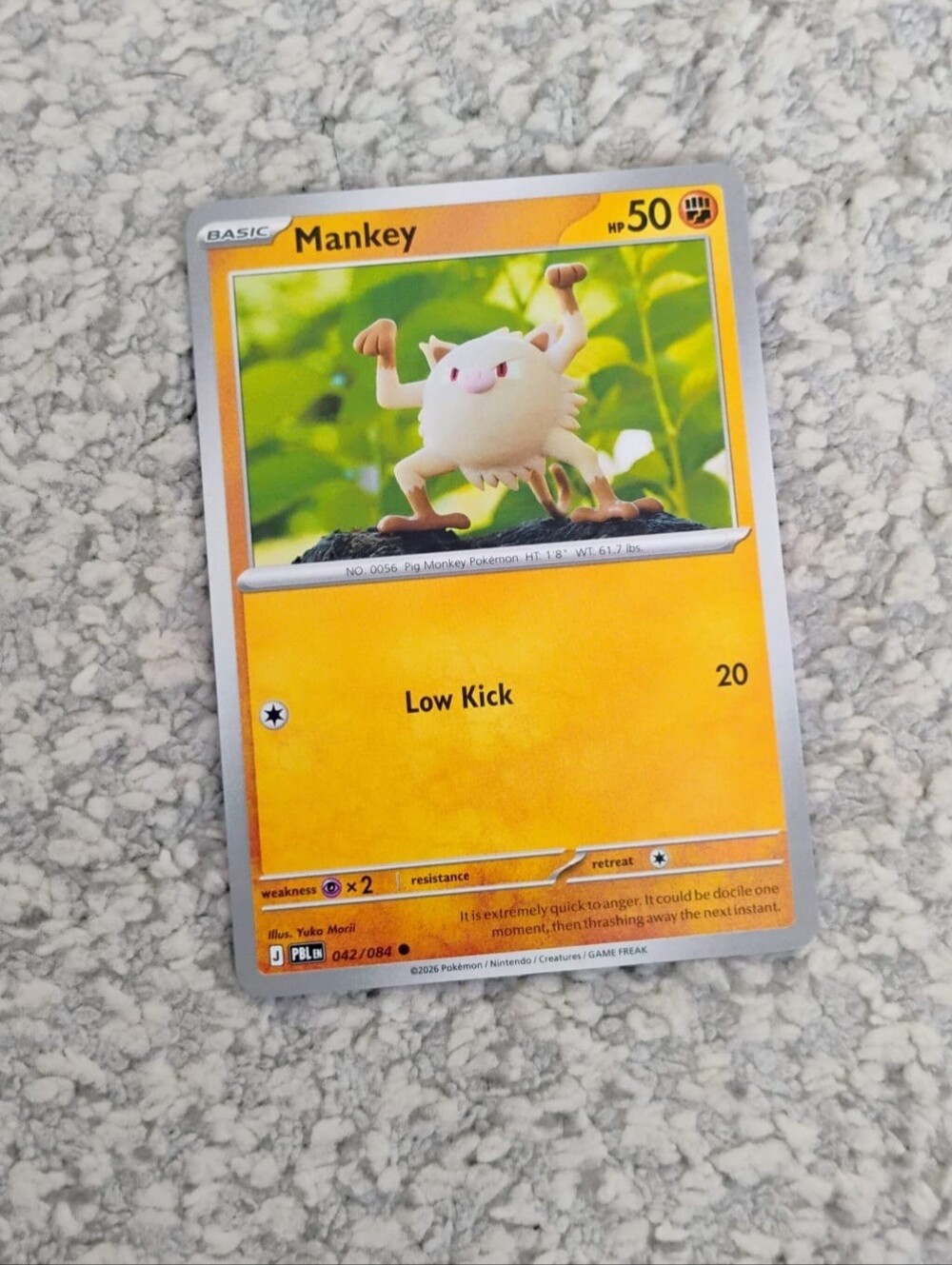 POKEMON TCG Card Mankey Pitch Black Yuka Morii 042/084 PZ